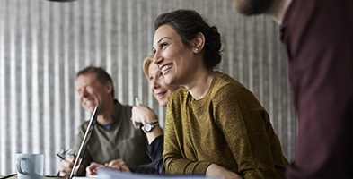Cheerful woman in a meeting