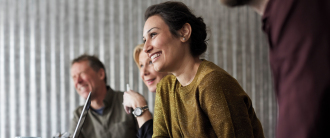 Cheerful woman in a meeting