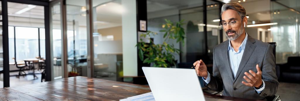 Man working on a computer in an office